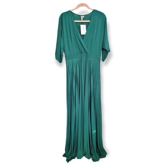 ASOS Dresses & Skirts - NWT ASOS Maxi Dress with Pleated Hem and Kimono Sleeve Forest Green Size 12